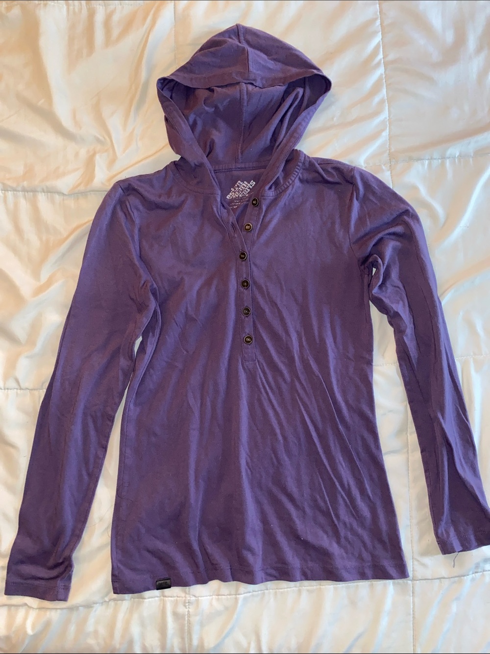 Purple Women's Hooded Long-Sleeve Henley Top
